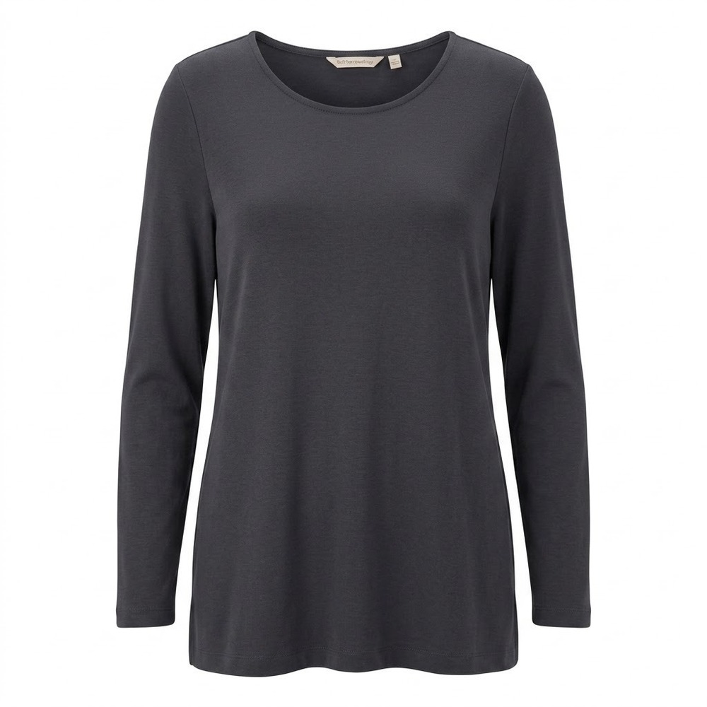NEW Soft Surroundings Well Being Top Grey Long Sleeve Scoop Neck XL 18 - IW